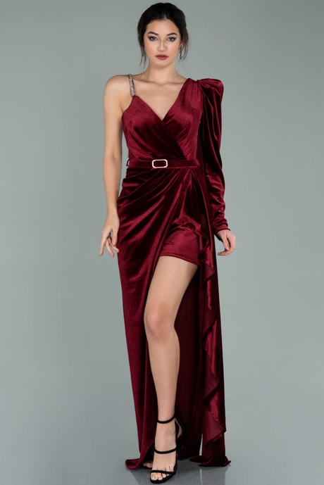 Robe velour rouge