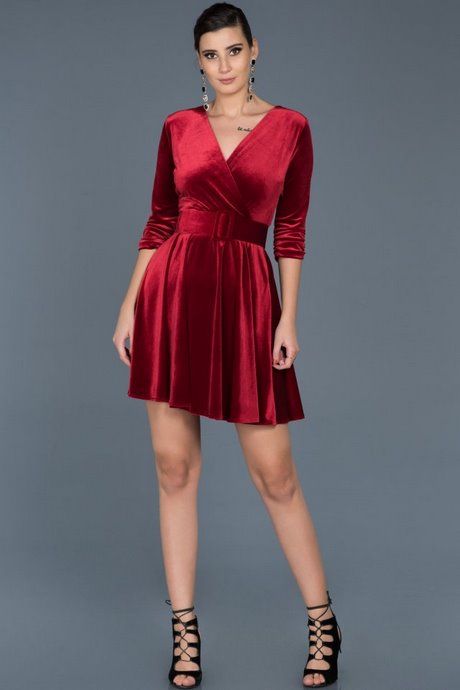 Robe velour rouge