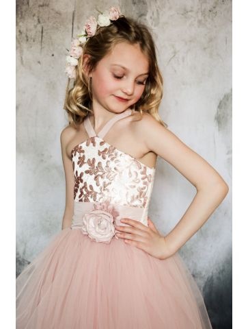 Robe ceremonie enfant rose