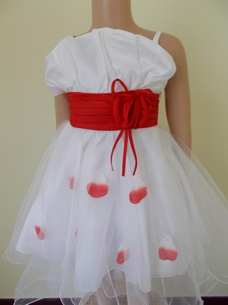 Robe ceremonie fille blanc et rouge