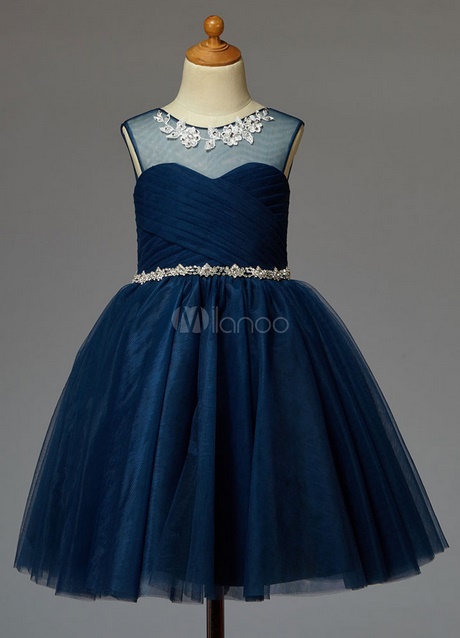 Robe ceremonie fille bleu marine