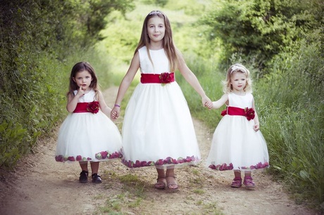 Robe ceremonie fille rouge et blanc