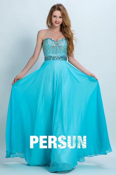 Robe de bal bleu turquoise