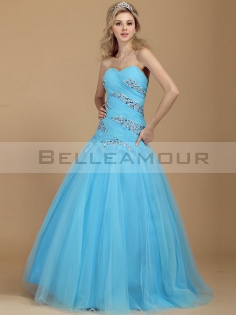 Robe de bal bleu turquoise