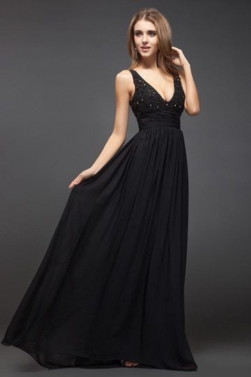 Robe longue noire invitee mariage