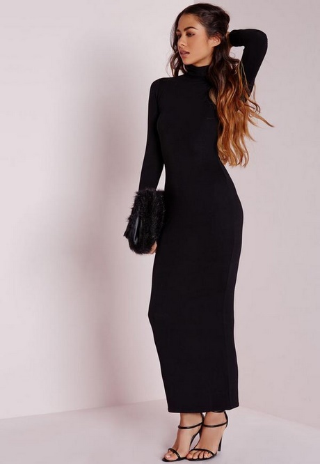 Robe noir manche longue moulante