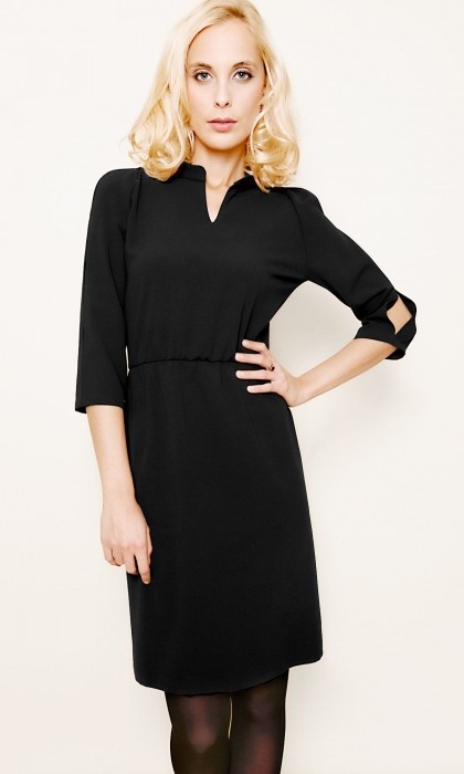 Robe noire mi longue manches longues