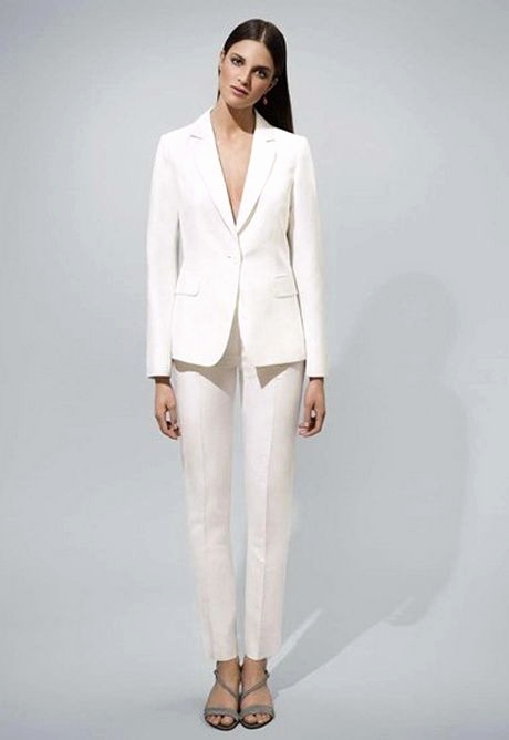 Pantalon tailleur blanc femme