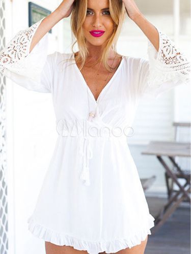 Mini robe dentelle blanche