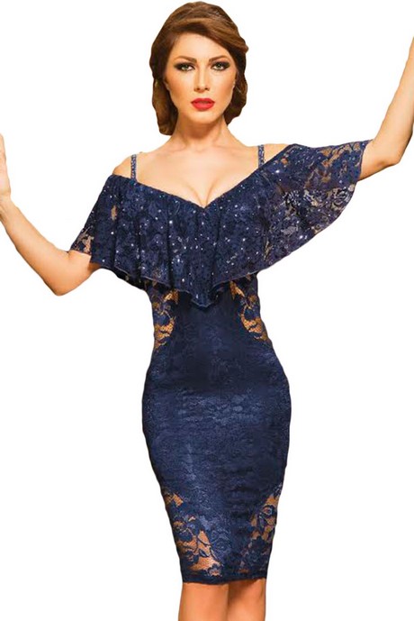 Robe de soirée dentelle bleu