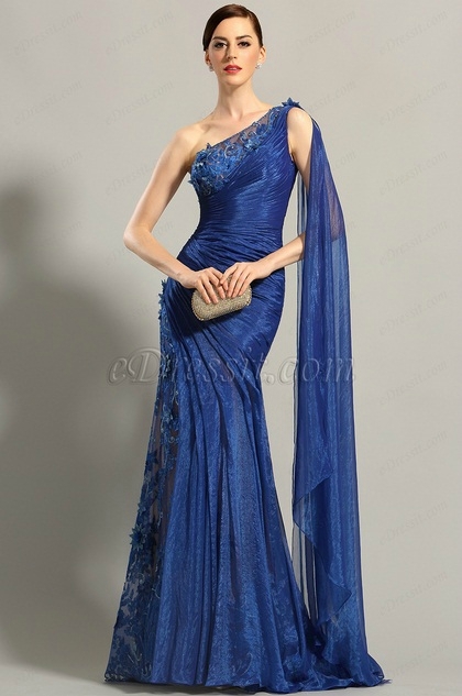 Robe de soirée dentelle bleu