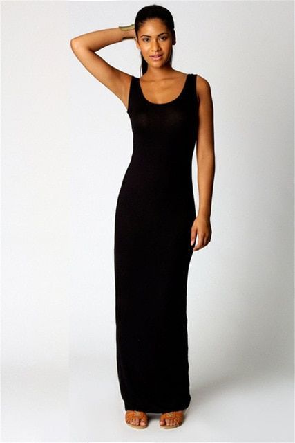 Robe débardeur longue noire