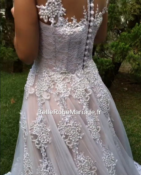 Robe dentelle gris perle