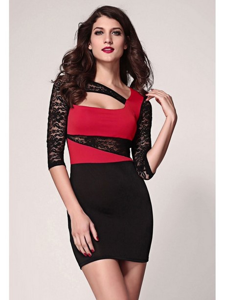 Robe dentelle noir et rouge