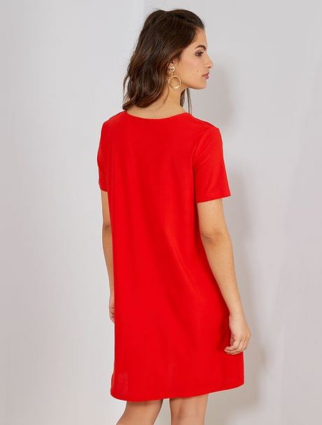 Robe droite courte rouge