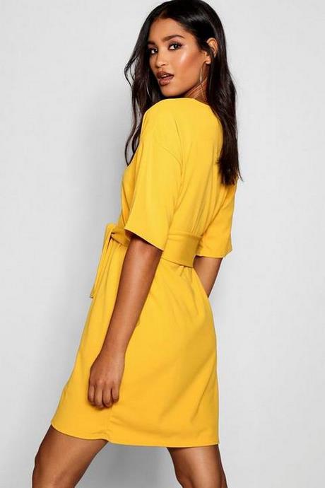 Robe droite jaune moutarde