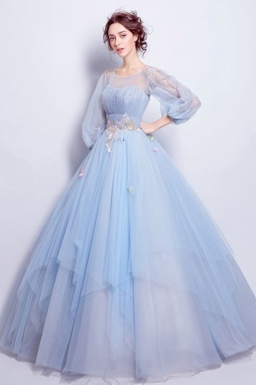 Robe longue bleu pastel