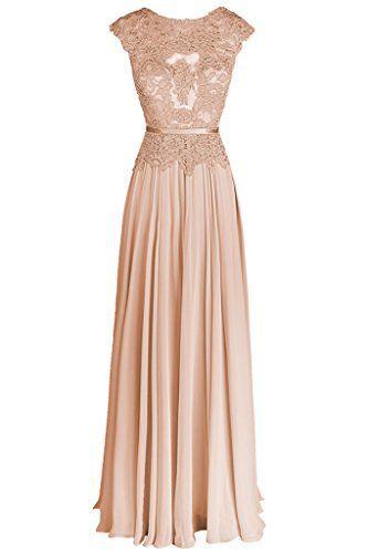 Robe longue dentelle rose pale