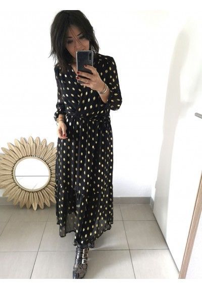 Robe longue noir et doré