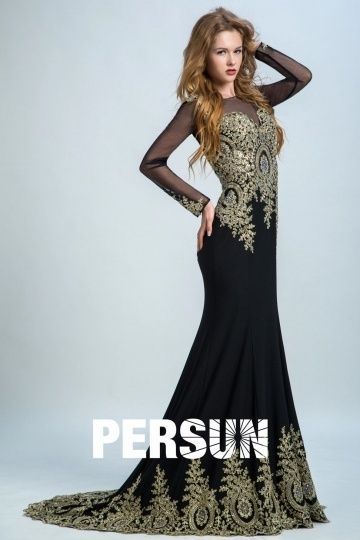 Robe longue noir et doré