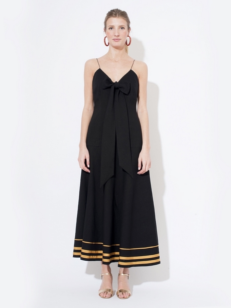 Robe longue noir et or