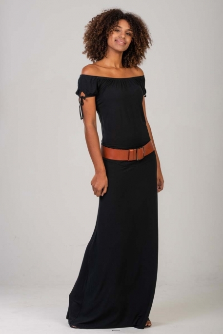 Robe longue noir et or