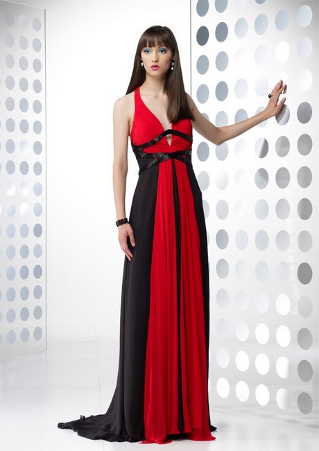 Robe longue noir et rouge