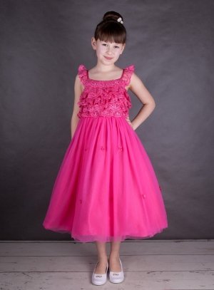 Robe rose fushia dentelle