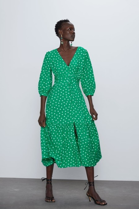 Robe verte a pois blanc