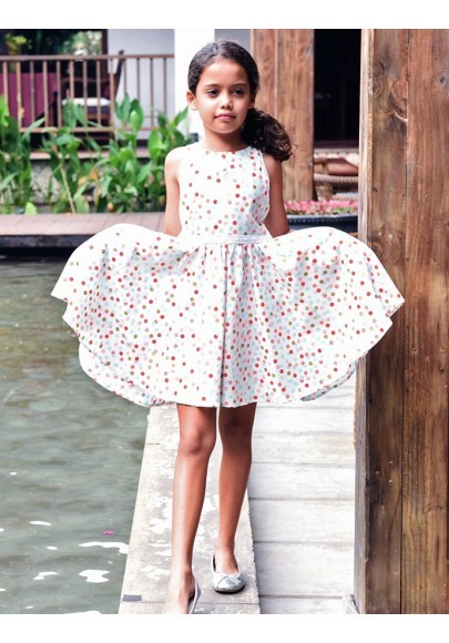 Robe verte a pois blanc