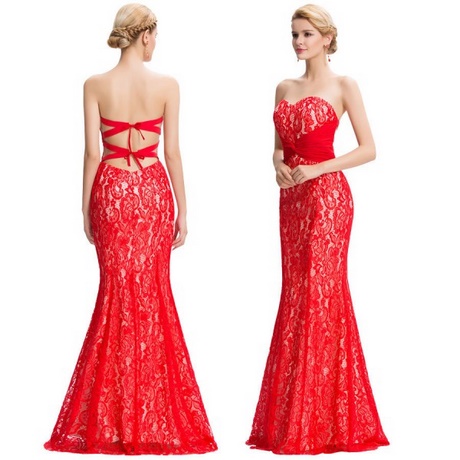 Robe bustier rouge longue