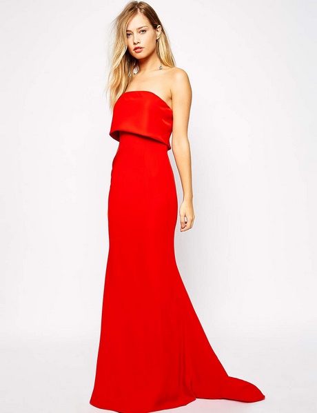 Robe bustier rouge longue