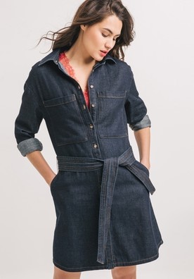 Robe chemise en jean femme