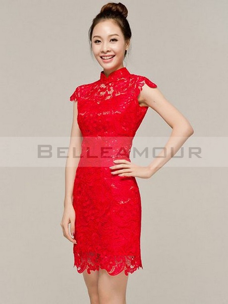 Robe courte dentelle rouge