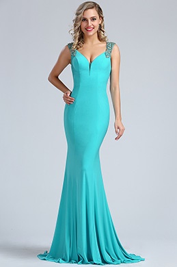 Robe de soirée bleu turquoise