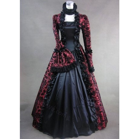 Robe longue rouge et noir