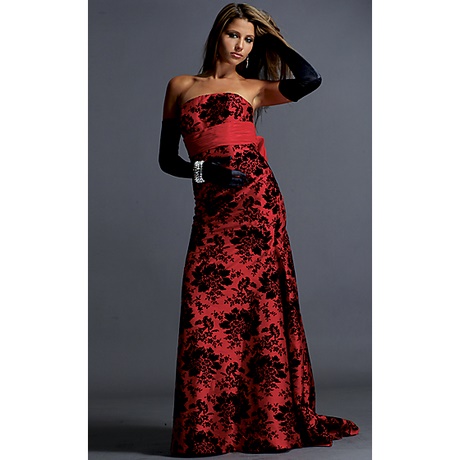 Robe longue rouge et noir