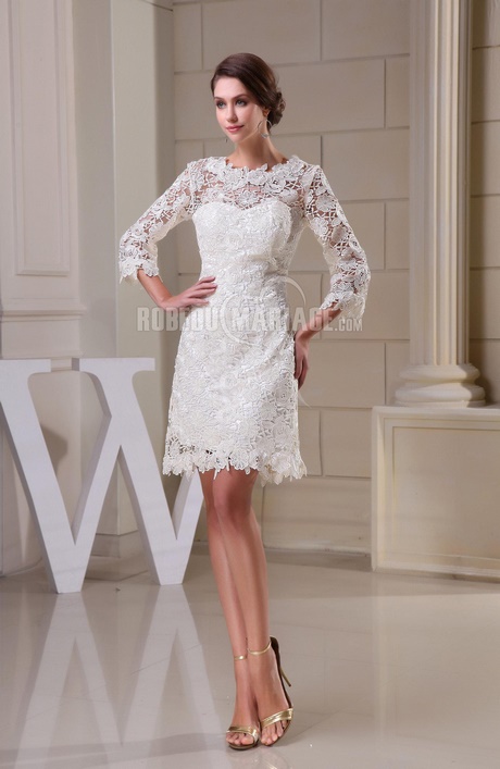 Robe mariage civil courte dentelle