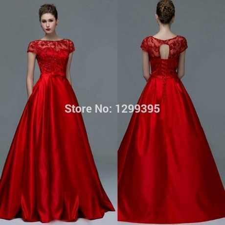 Robe rouge dentelle longue