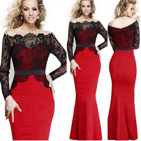 Robe rouge et noire dentelle