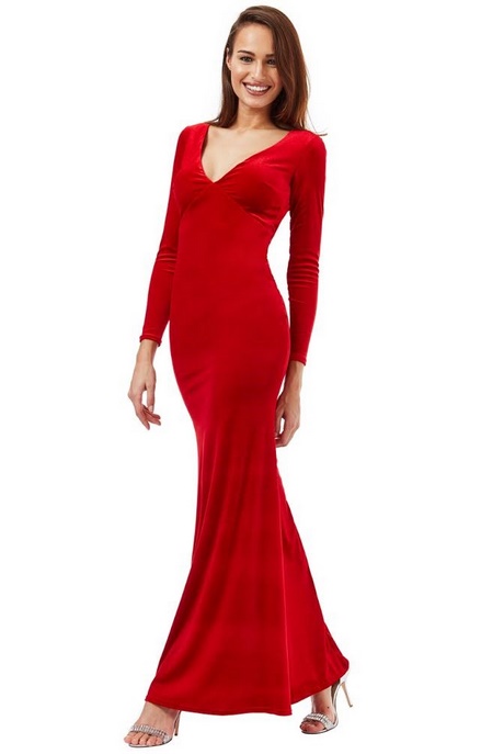 Robe rouge longue manche longue