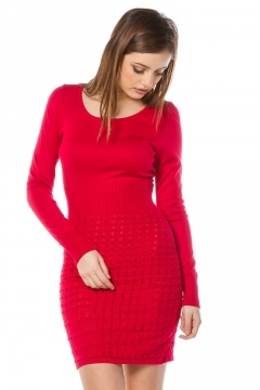 Robe rouge longue manche longue