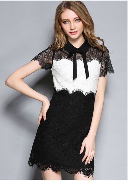 Robe blanche et noir femme