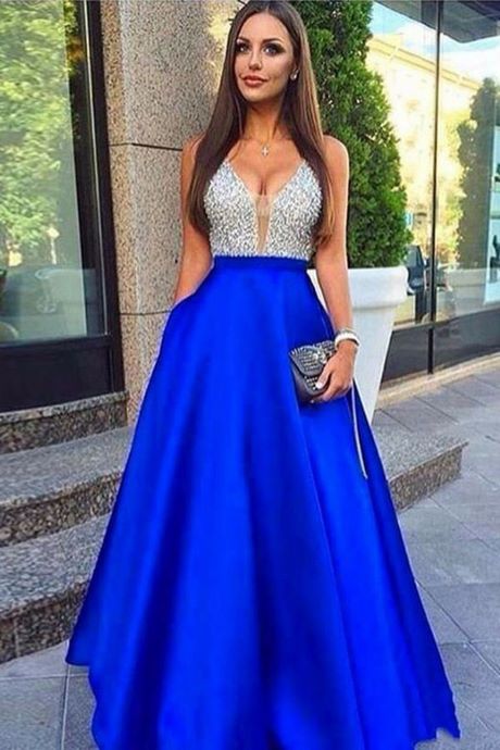 Robe bleu roi et argent