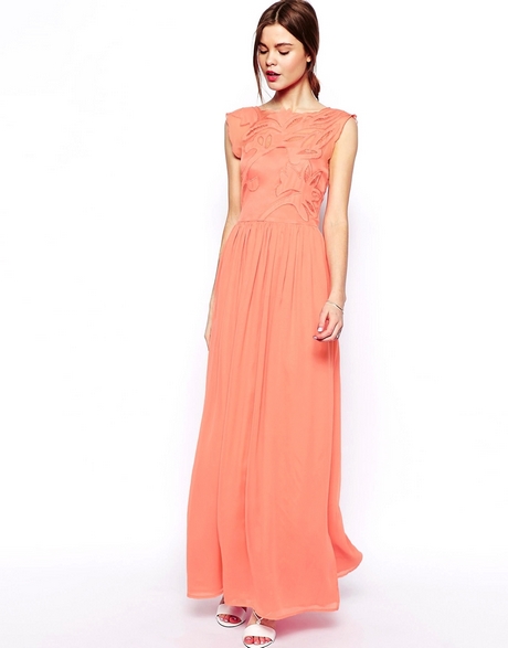 Robe corail droite