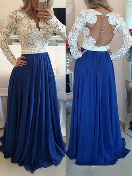 Robe de soirée bleu roi dentelle