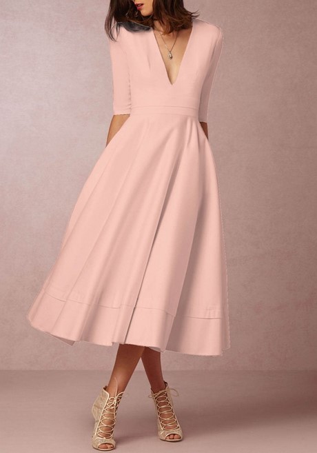 Robe manche longue rose