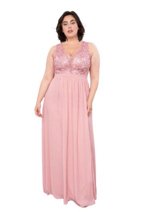 Robe rose clair longue