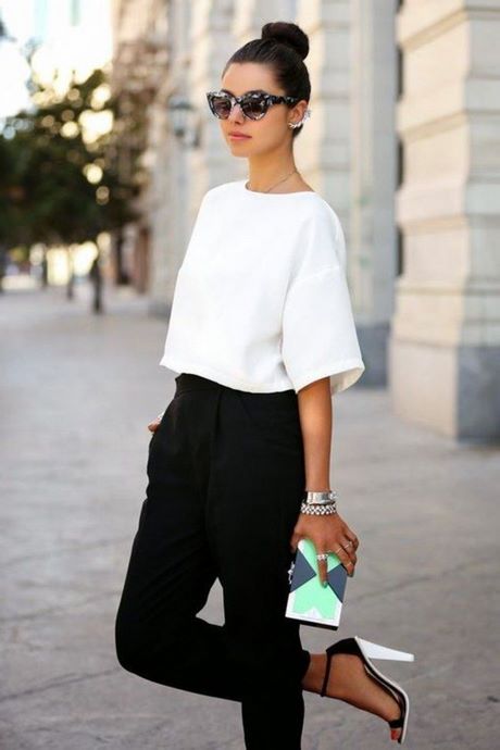 Tenue chic noir et blanc femme