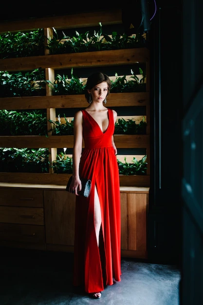 Longue robe rouge de soirée